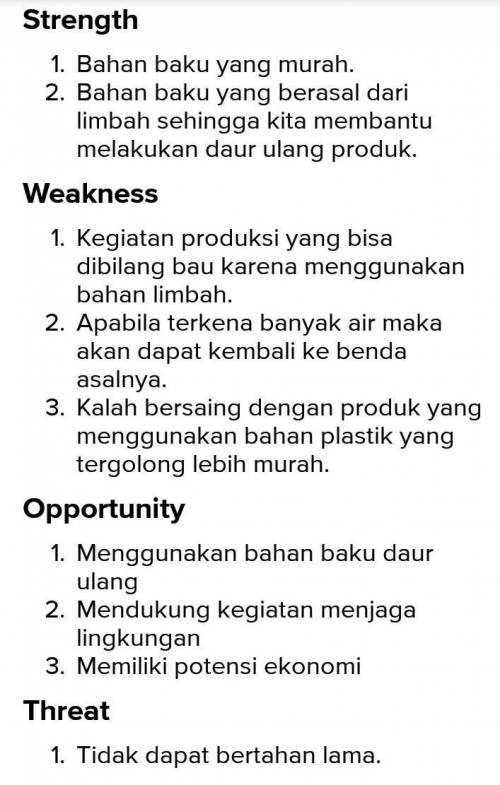 Detail Contoh Analisis Swot Kerajinan Limbah Koleksi Nomer