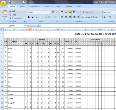 Detail Contoh Format Absensi Karyawan Koleksi Nomer 13