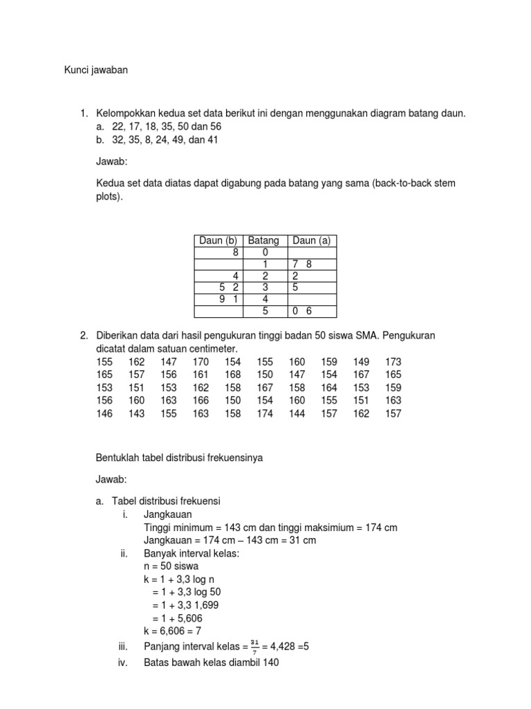 Detail Contoh Soal Tabel Distribusi Frekuensi Koleksi Nomer