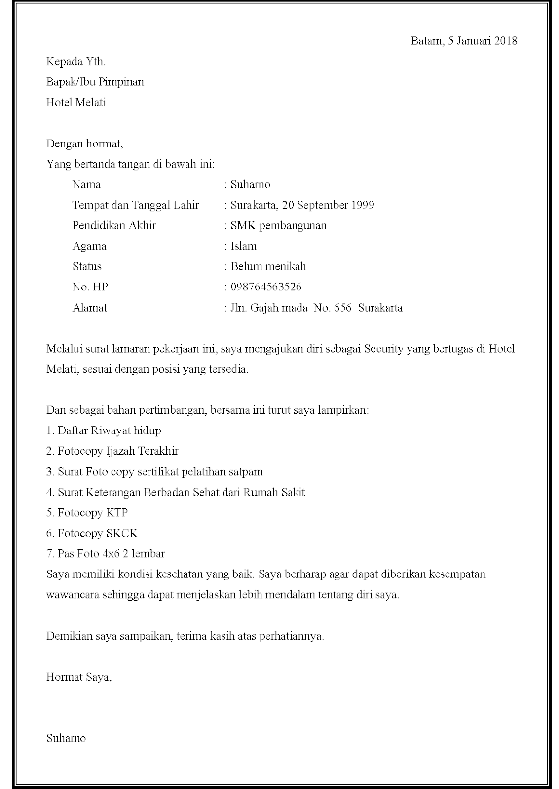 Detail 1 Contoh Surat Lamaran Pekerjaan Nomer 57