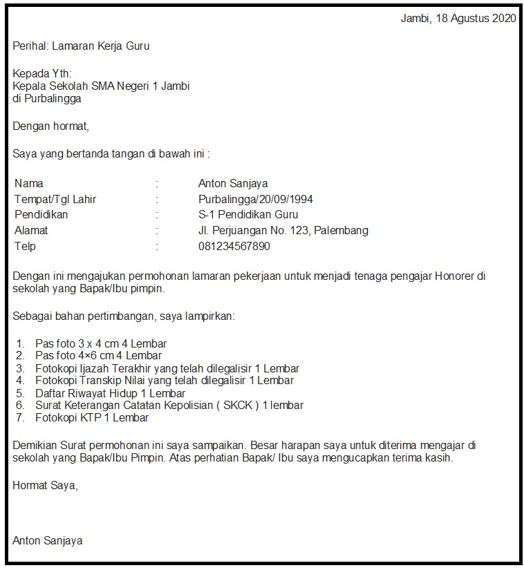 Detail 1 Contoh Surat Lamaran Pekerjaan Nomer 10