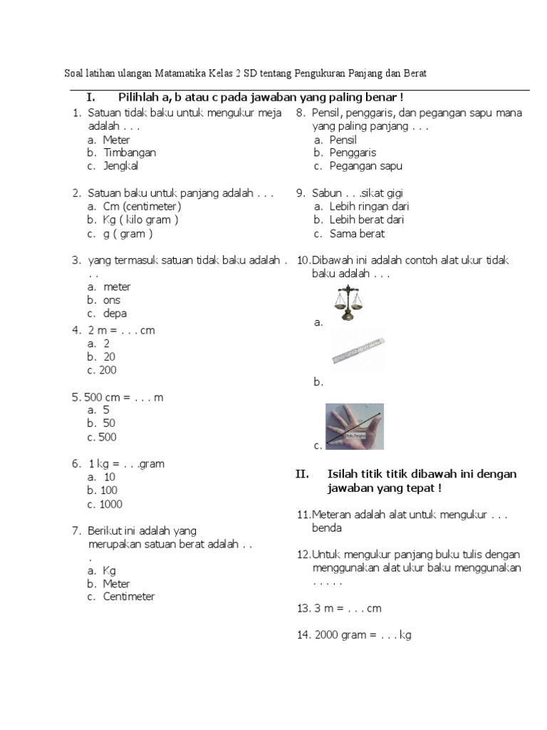 Detail 10 Contoh Alat Ukur Tidak Baku Nomer 57