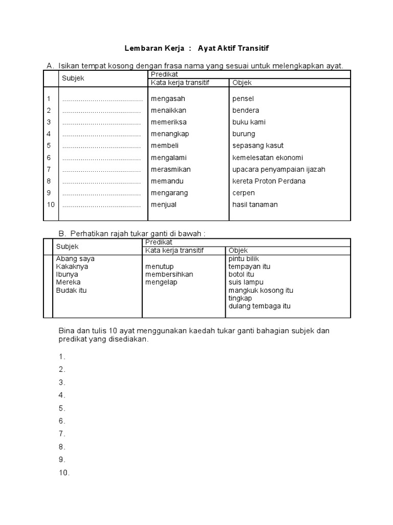 Detail 10 Contoh Kata Kerja Transitif Nomer 46