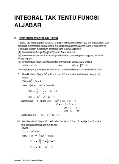 Detail 10 Contoh Soal Integral Tak Tentu Nomer 27