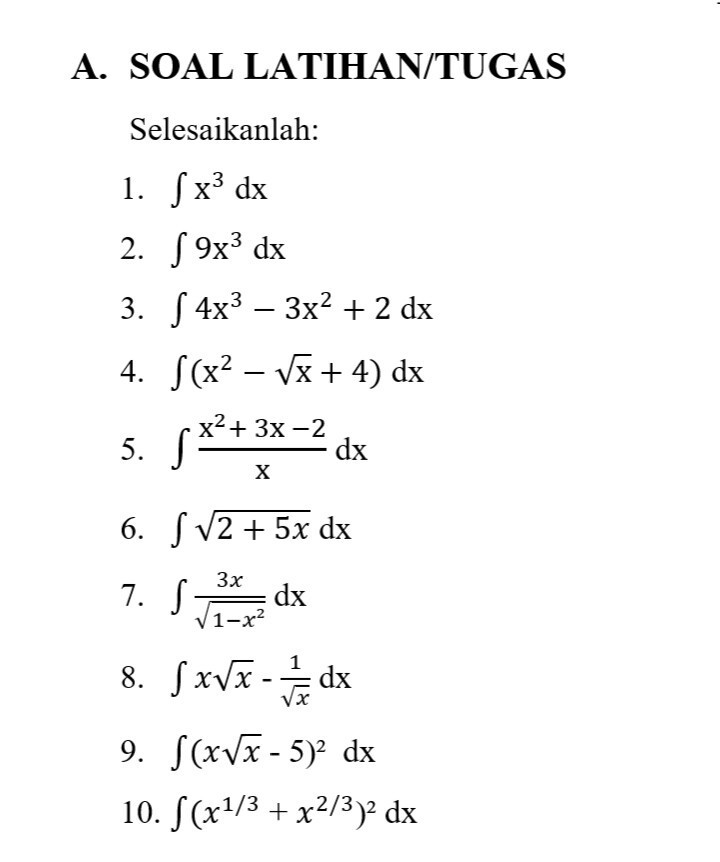 Detail 10 Contoh Soal Integral Tak Tentu Nomer 8