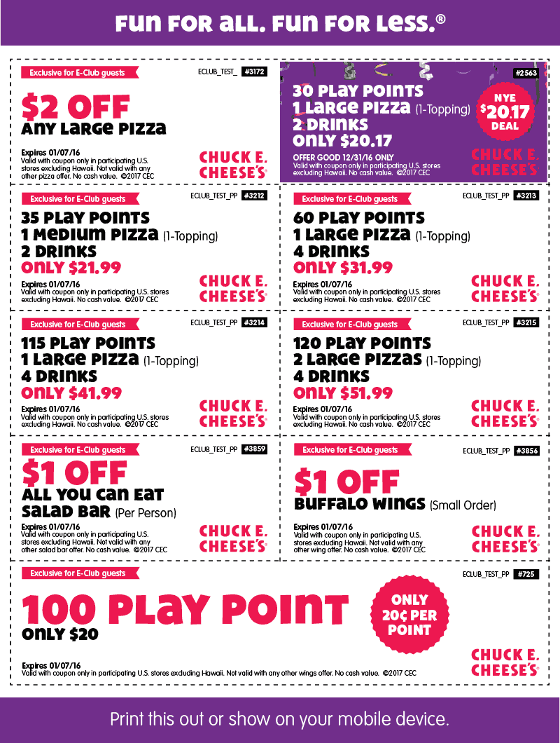 Detail 100 Tokens For 20 Chuck E Cheese Nomer 12