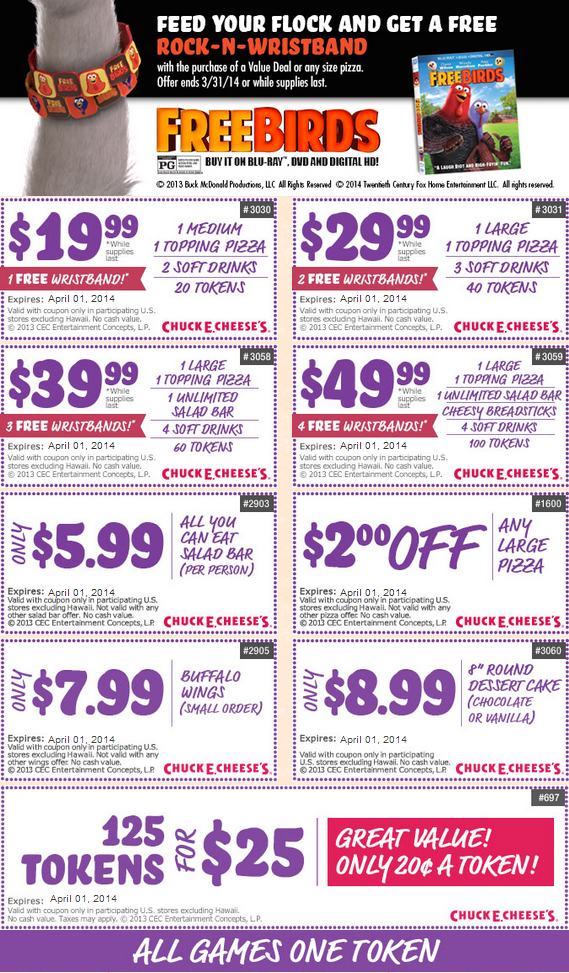 Detail 100 Tokens For 20 Chuck E Cheese Nomer 14