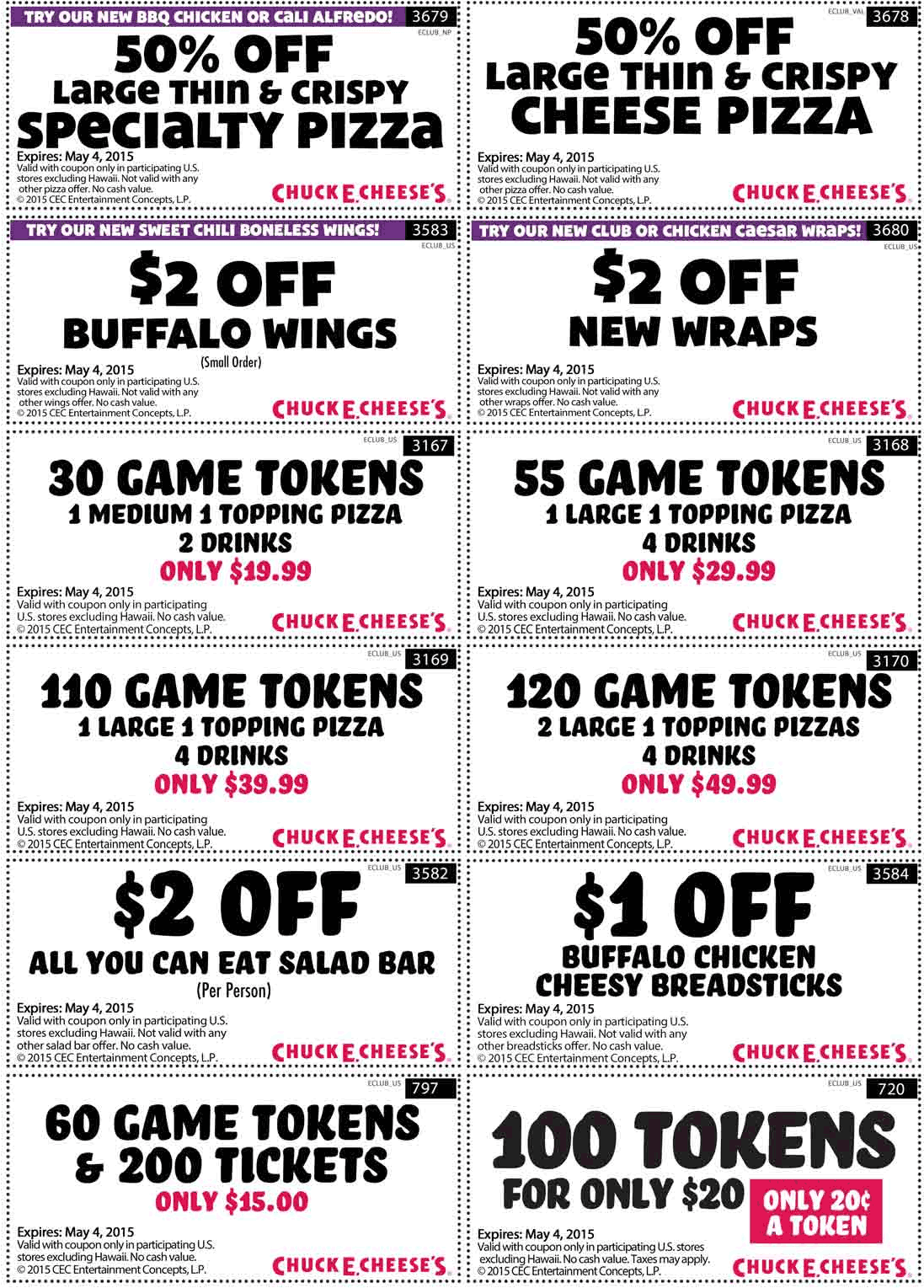 Detail 100 Tokens For 20 Chuck E Cheese Nomer 19