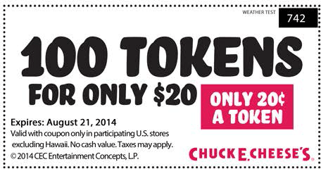 Detail 100 Tokens For 20 Chuck E Cheese Nomer 3