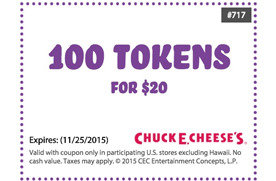 Detail 100 Tokens For 20 Chuck E Cheese Nomer 23