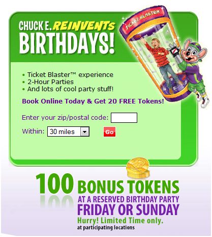Detail 100 Tokens For 20 Chuck E Cheese Nomer 28
