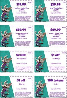 Detail 100 Tokens For 20 Chuck E Cheese Nomer 31