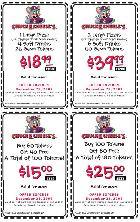 Detail 100 Tokens For 20 Chuck E Cheese Nomer 54