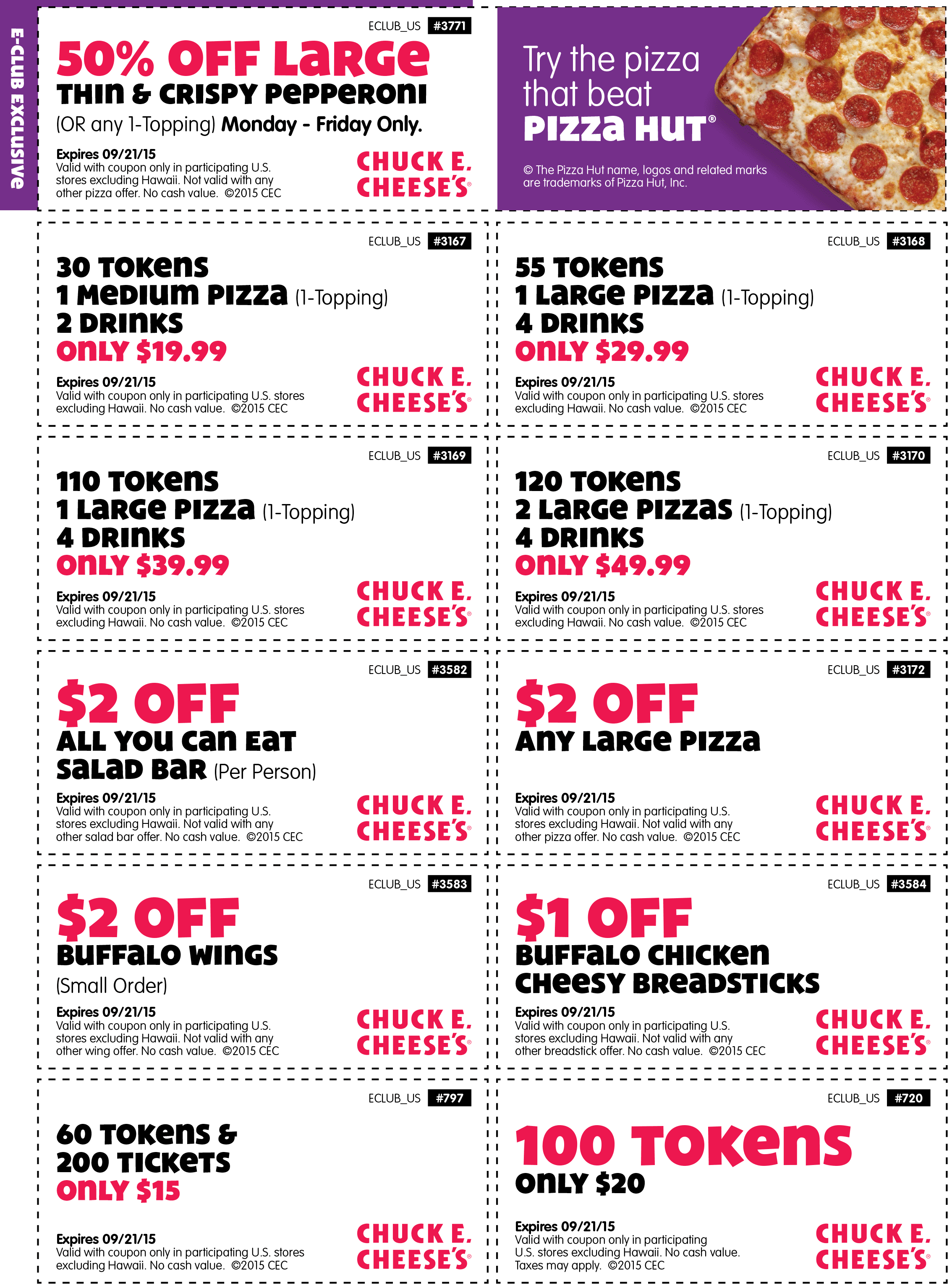 Detail 100 Tokens For 20 Chuck E Cheese Nomer 8