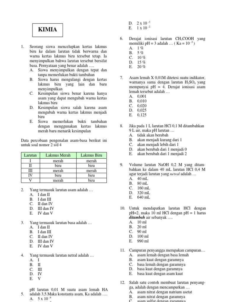 Detail 20 Contoh Asam Kuat Nomer 42