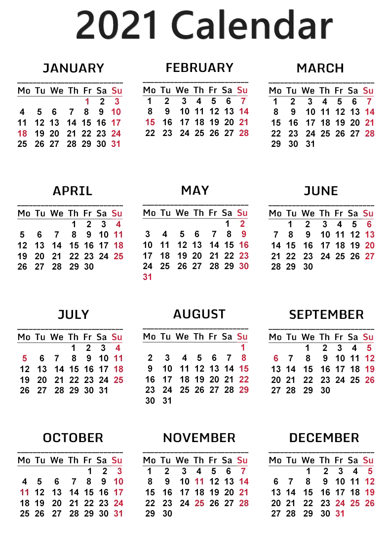 Detail 2021 Calendar Png Hd Nomer 15