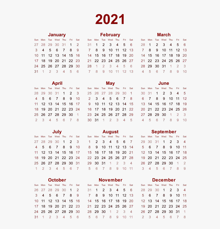 Detail 2021 Calendar Png Hd Nomer 20