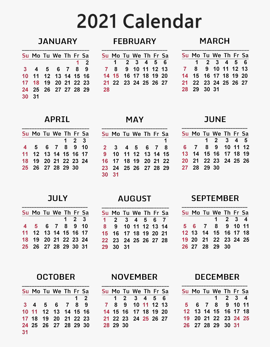 Detail 2021 Calendar Png Hd Nomer 30