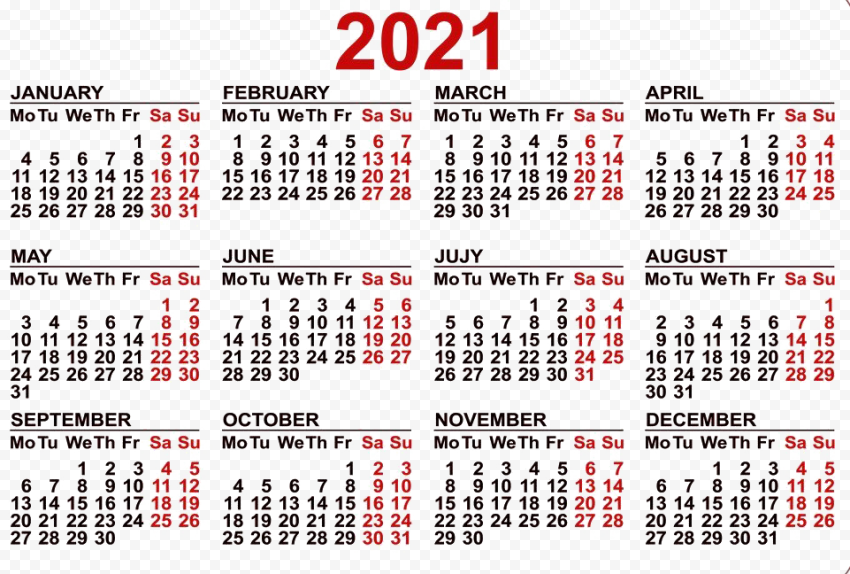 Detail 2021 Calendar Png Hd Nomer 34