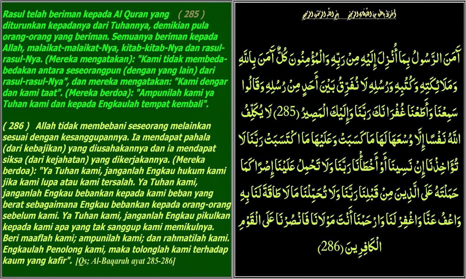 Detail 3 Ayat Terakhir Surat Al Baqarah Nomer 35