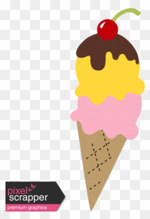 Detail 3 Scoop Ice Cream Cone Clip Art Nomer 23