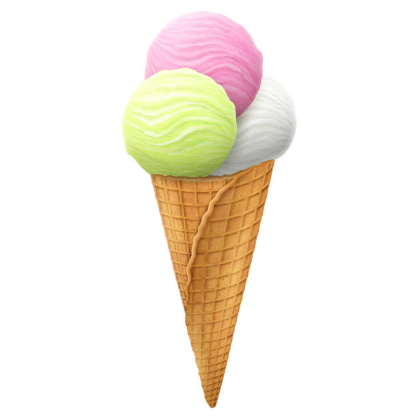 Detail 3 Scoop Ice Cream Cone Clip Art Nomer 37