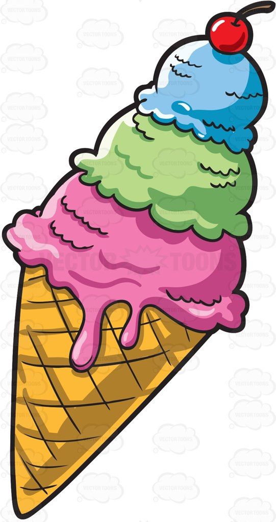 Detail 3 Scoop Ice Cream Cone Clip Art Nomer 42