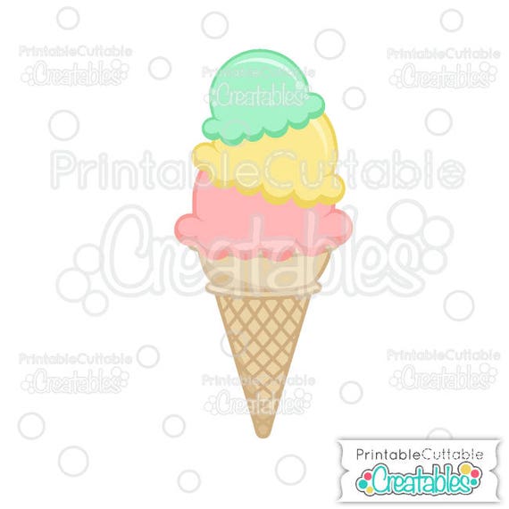 Detail 3 Scoop Ice Cream Cone Clip Art Nomer 6