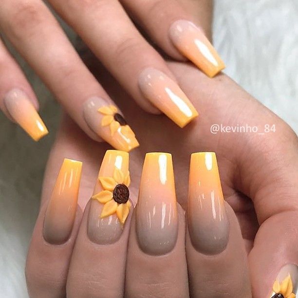 Detail 3d Sunflower Nails Nomer 12