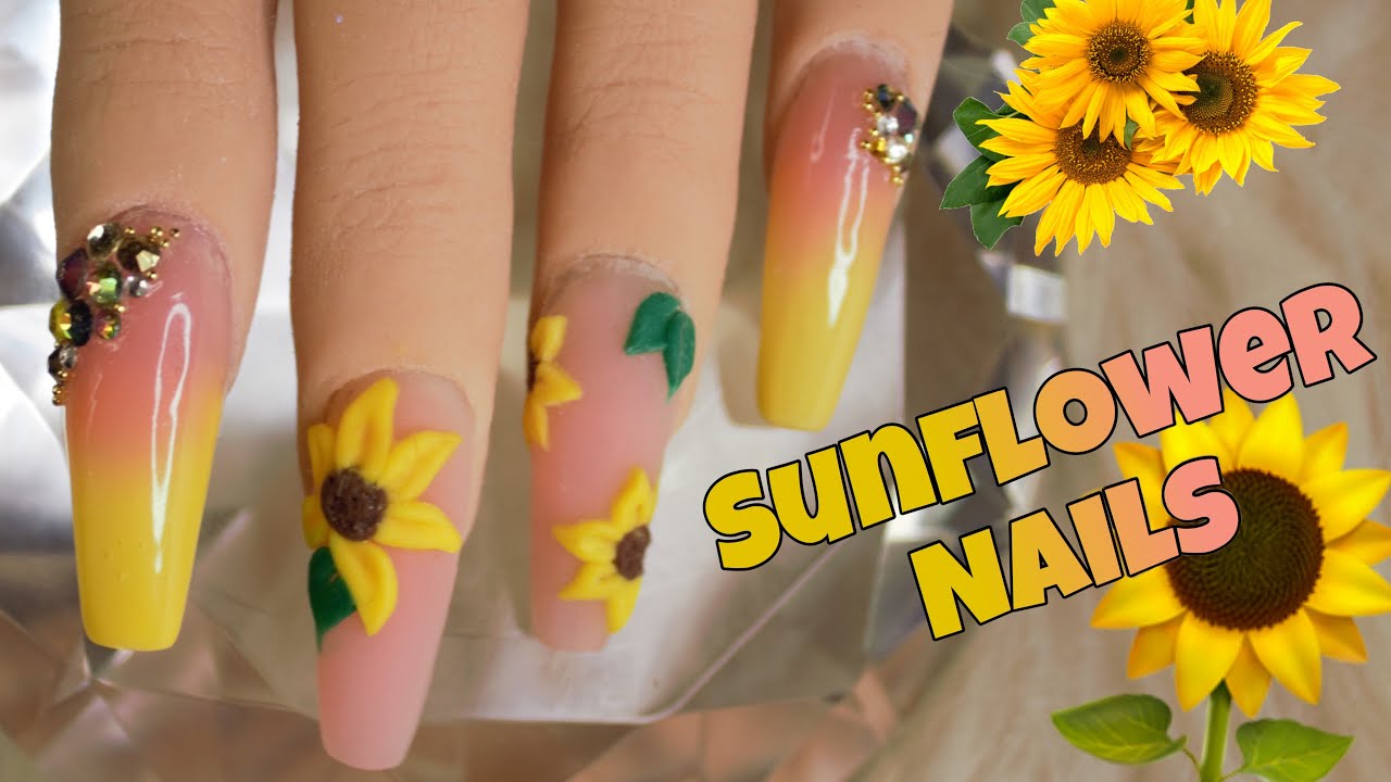 Detail 3d Sunflower Nails Nomer 23