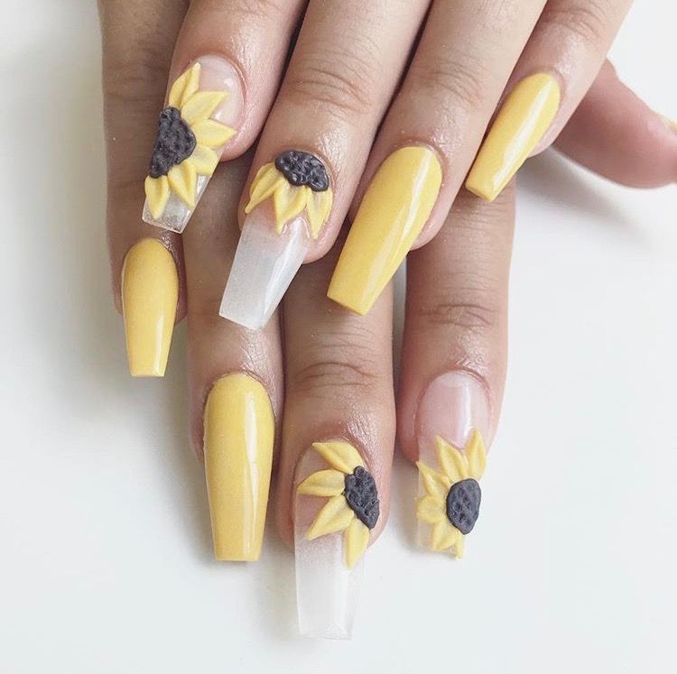 Detail 3d Sunflower Nails Nomer 4