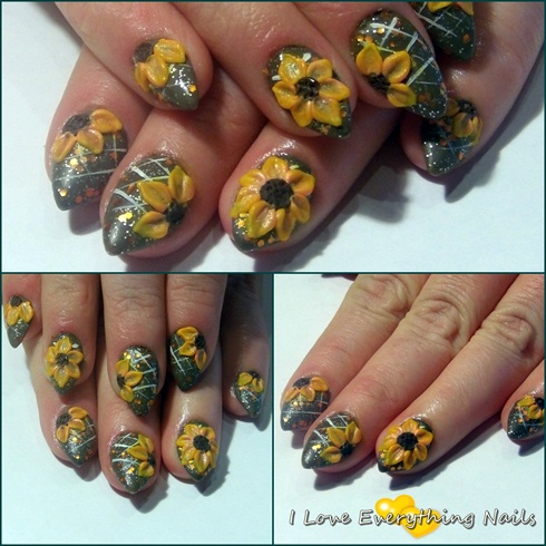 Detail 3d Sunflower Nails Nomer 35