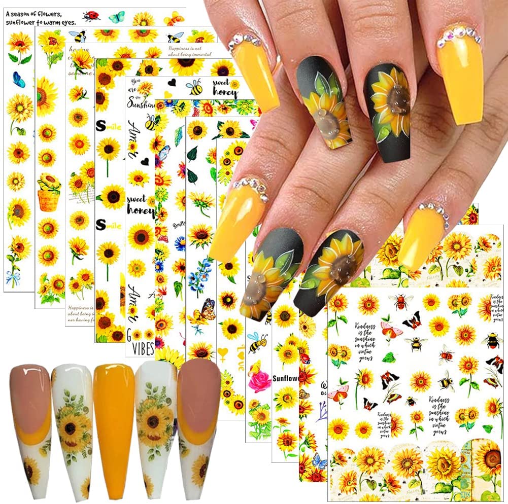 Detail 3d Sunflower Nails Nomer 42