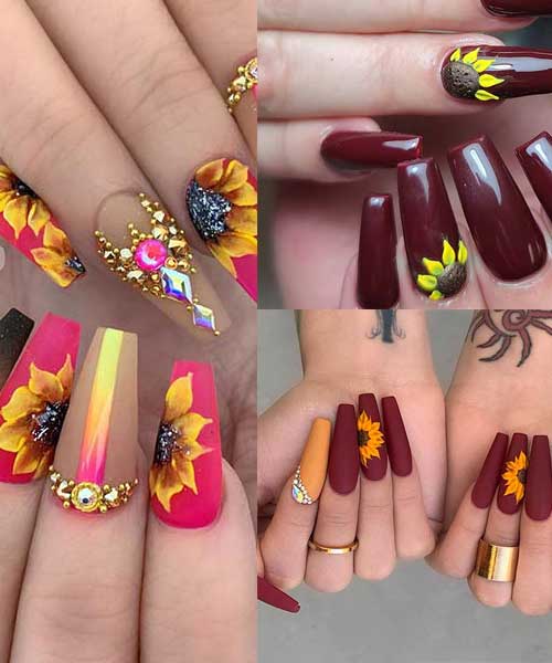 Detail 3d Sunflower Nails Nomer 44