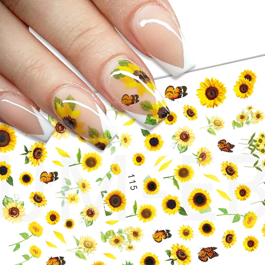 Detail 3d Sunflower Nails Nomer 45