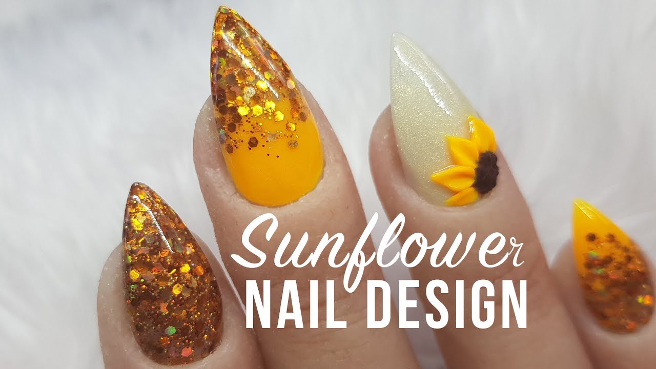 Detail 3d Sunflower Nails Nomer 9