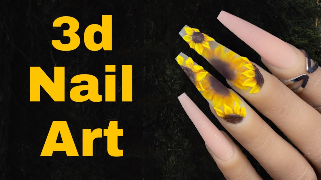 Detail 3d Sunflower Nails Nomer 10