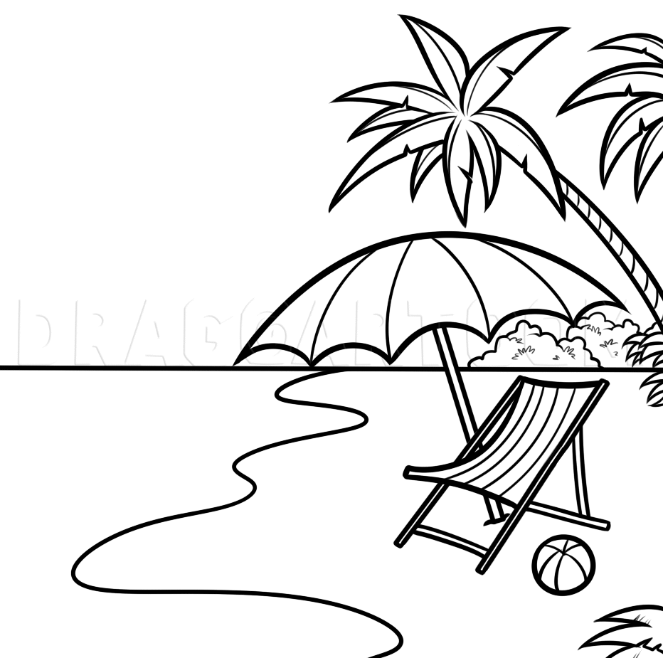 Detail Beach Drawing Simple Nomer 3