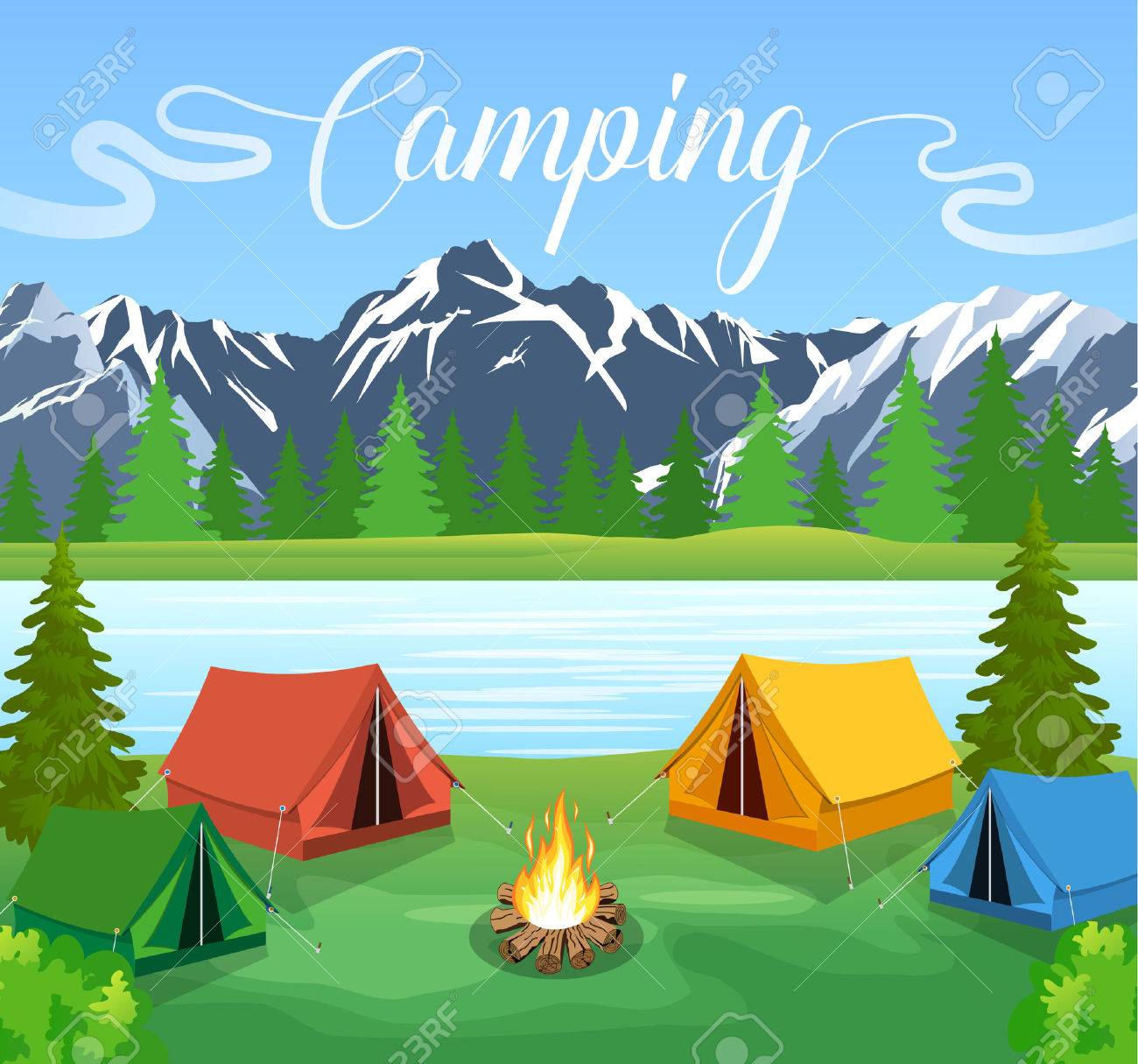 Detail Background Camping Vector Nomer 15