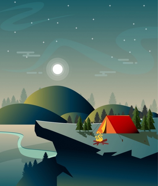 Detail Background Camping Vector Nomer 30