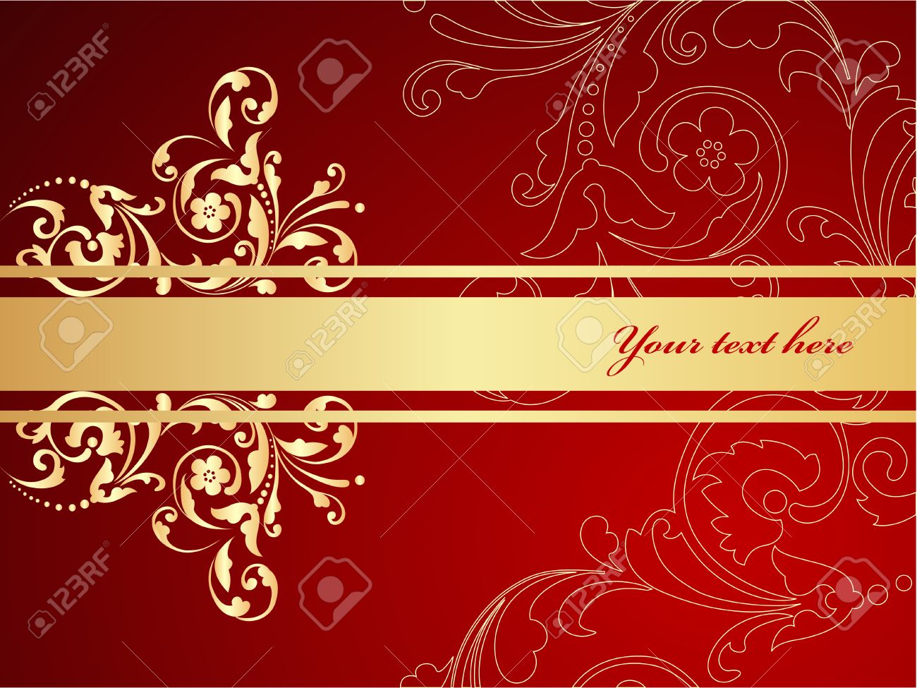 Detail Background Elegant Red And Gold Nomer 7