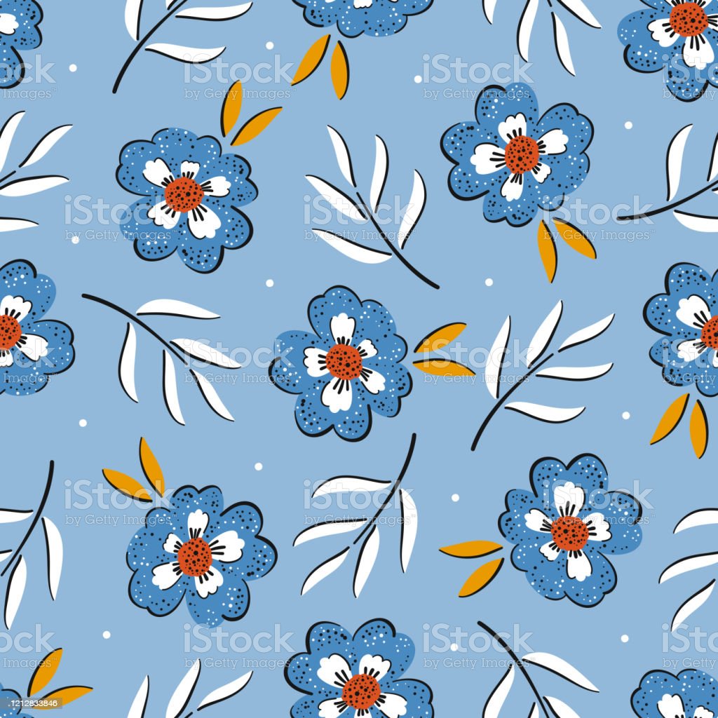 Detail Background Floral Blue Nomer 36