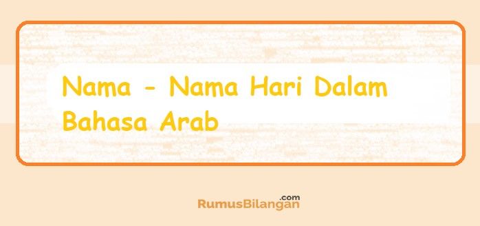 Detail Bahasa Arab Nama Nama Hari Nomer 30