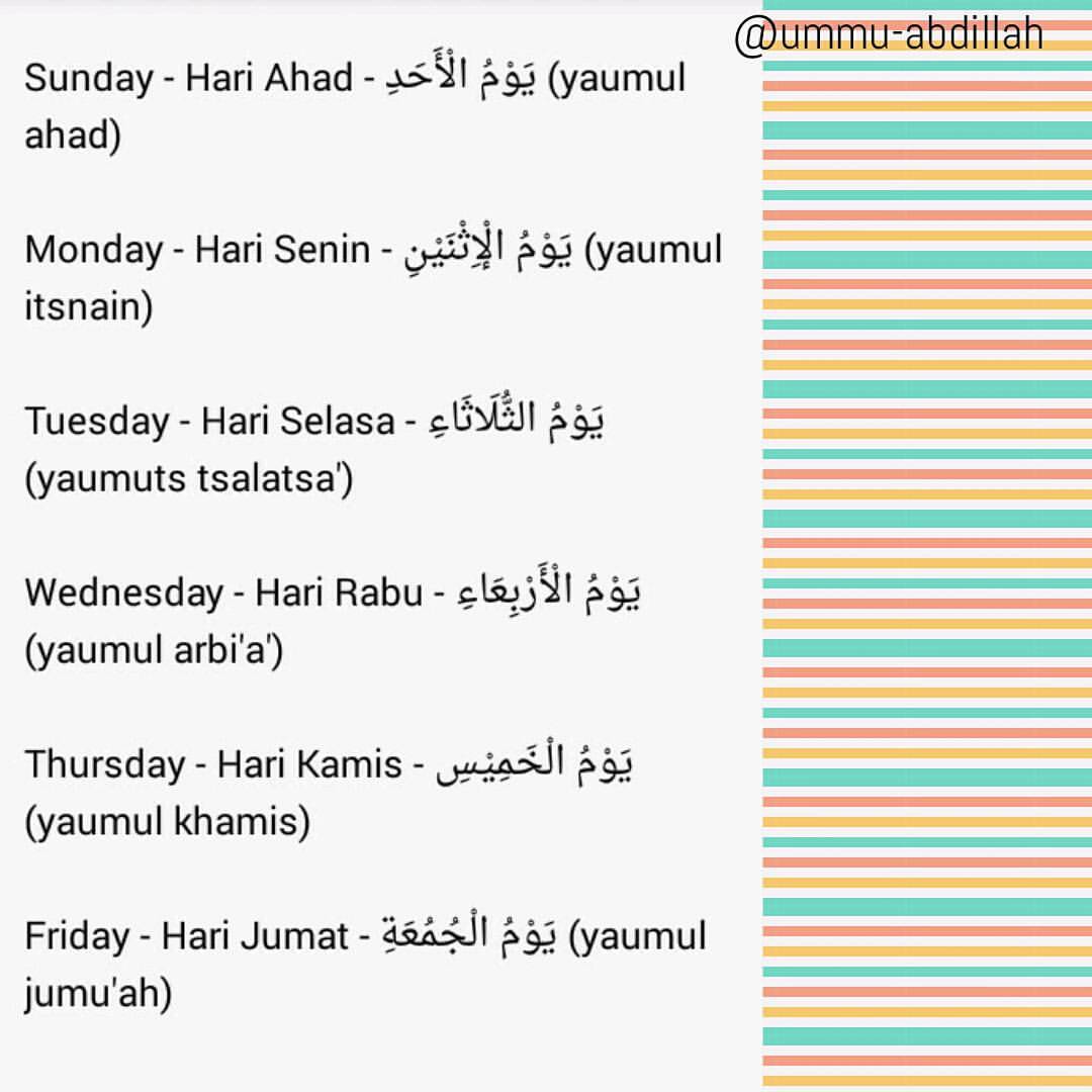 Detail Bahasa Arab Nama Nama Hari Nomer 34