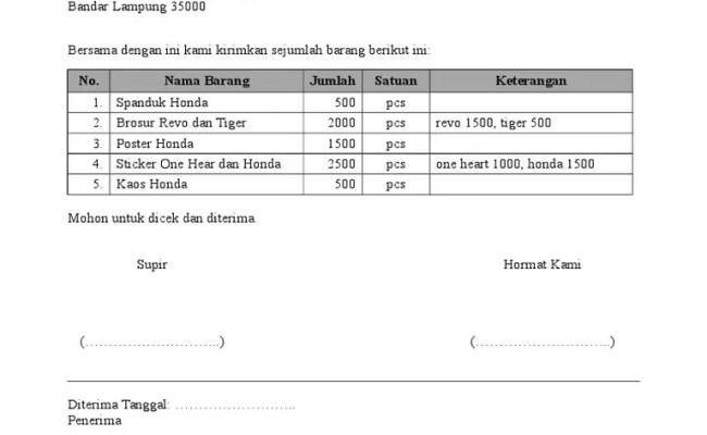 Detail Bahasa Inggris Surat Jalan Nomer 44