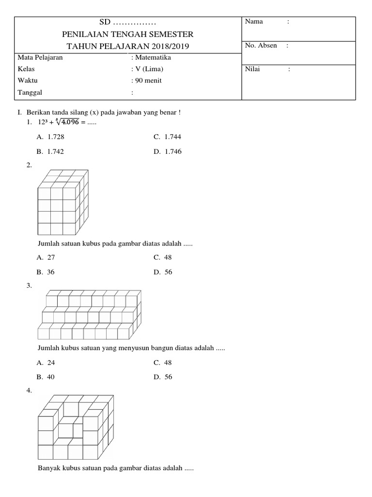 Detail Banyak Kubus Satuan Pada Gambar Adalah Nomer 20