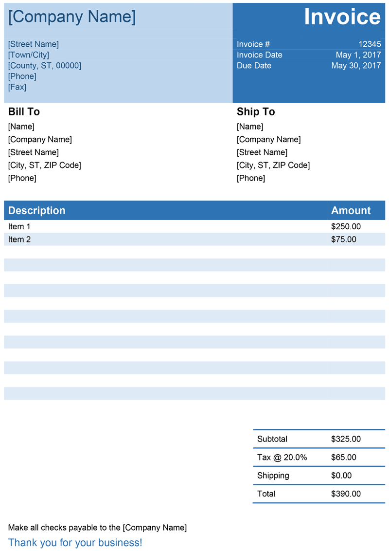 Detail Basic Invoice Template Word Nomer 20