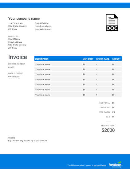 Detail Basic Invoice Template Word Nomer 22