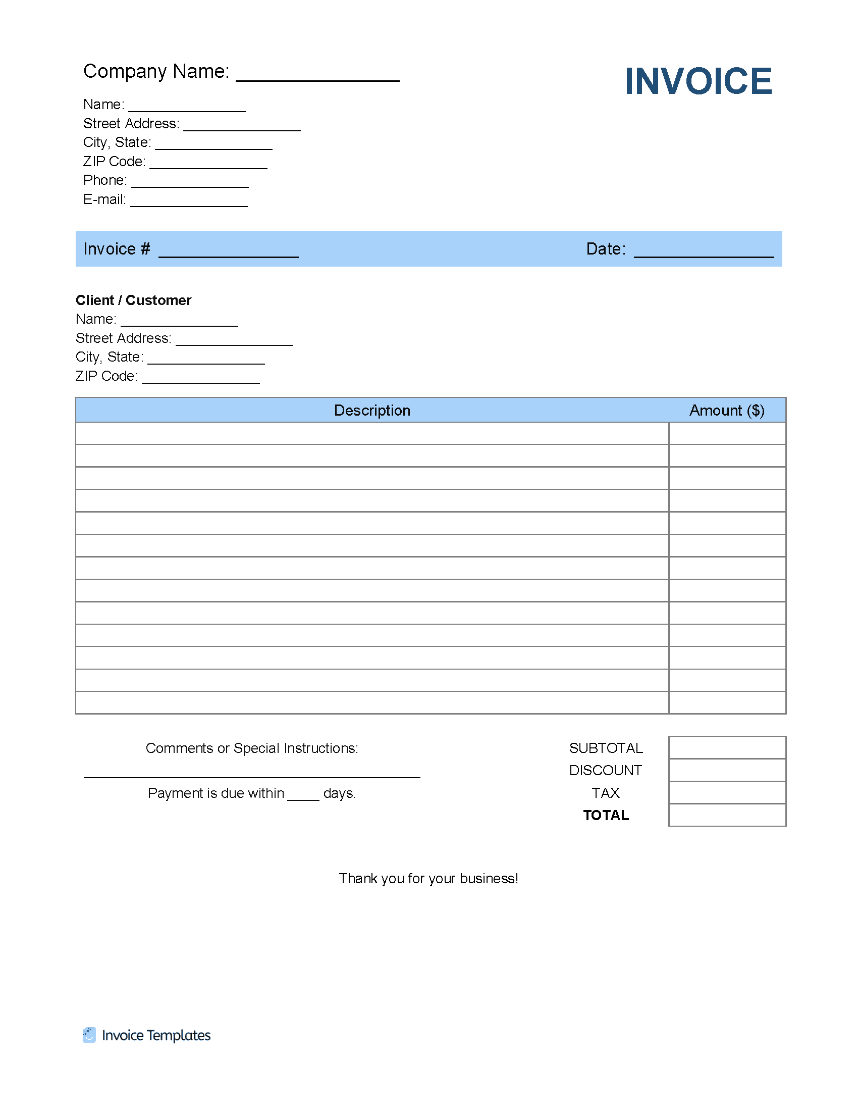 Detail Basic Invoice Template Word Nomer 28