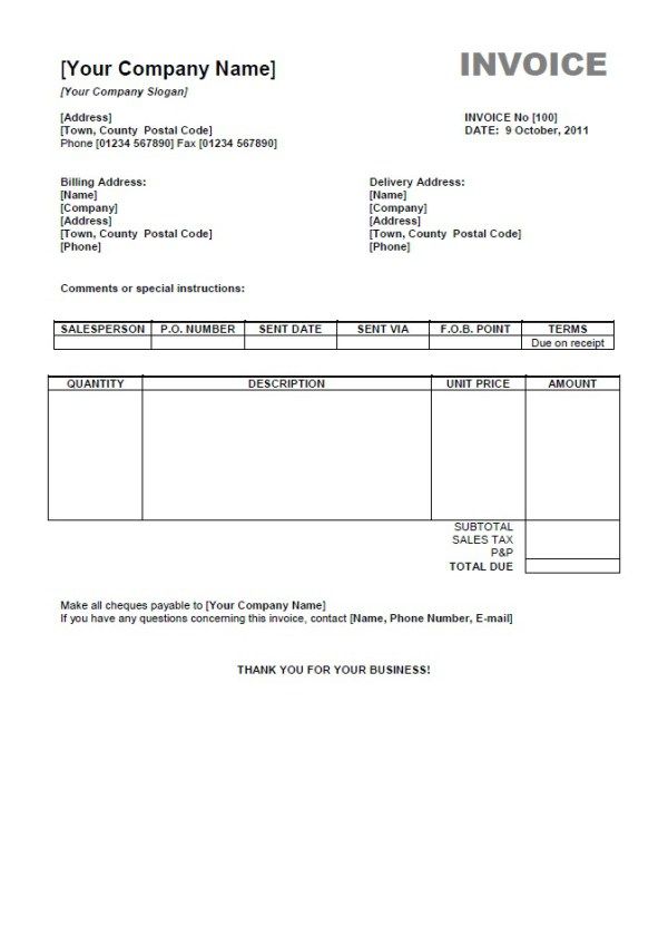 Detail Basic Invoice Template Word Nomer 29